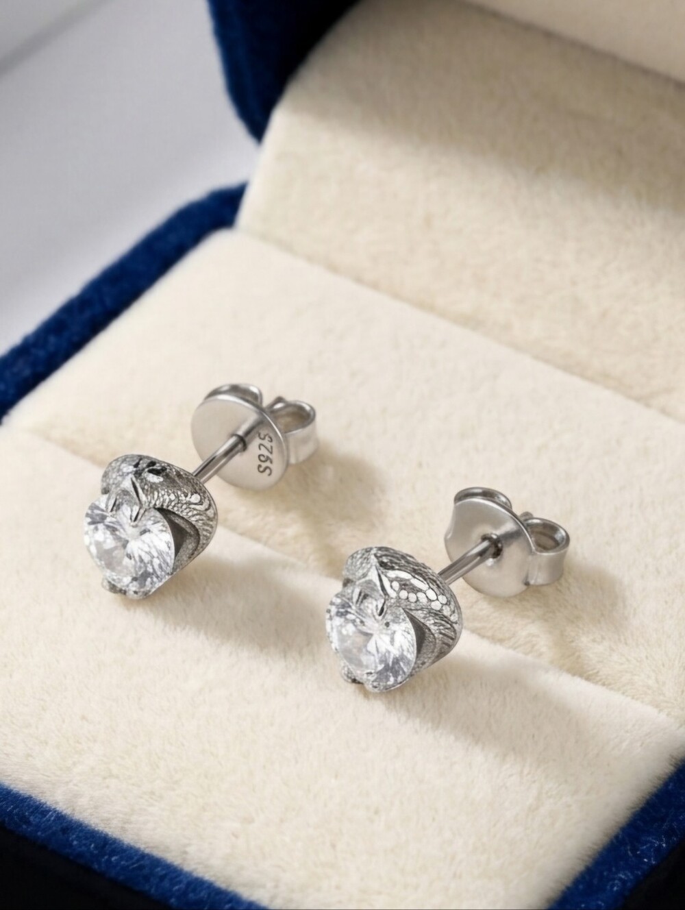 Moissanite Viper Snake Head Earrings